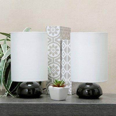 Simple Designs Set of 2 Gemini Mini Touch Table Lamps with Fabric Shades