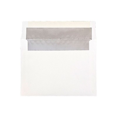 JAM Paper A7 Foil Lined Invitation Envelopes 5.25 x 7.25 White with Silver Foil 25/Pack (3243671)