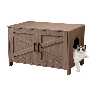 ONWITH Cat Litter Box Enclosure, Litter Box Furniture Hidden with Barn Door