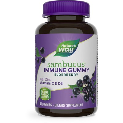 Nature's Way Sambucus Elderberry Immune Gummies with Vitamin C, Vitamin D3 and Zinc - 60ct