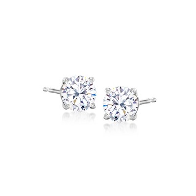Ross-Simons 1.00 ct. t.w. CZ Stud Earrings in 14kt White Gold