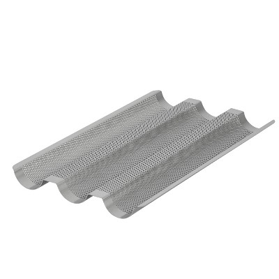 Anolon Advanced Bakeware Three Channel Nonstick Baguette Tray Gray: Steel French Bread Pan, Even-Heating, Dishwasher-Safe
