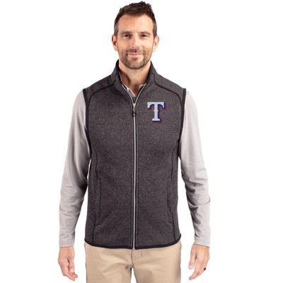 Texas Rangers Cutter & Buck Mainsail Sweater-Knit Mens Big and Tall Full Zip Vest