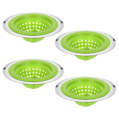 Unique Bargains Silicone with Detachable Stainless Steel Edge Sink Strainer 4 Pcs