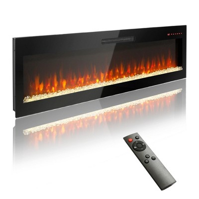 NAYSAYE Indoor Fireplace Fireplace Heater with Realistic Flame Effect for Living Room, Black, 60"*4.96"*18.58"
