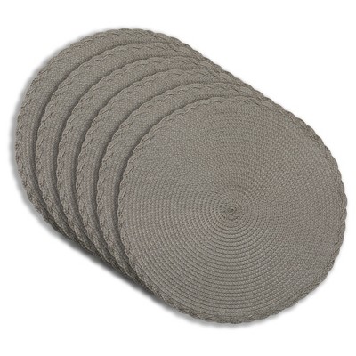 Dainty Home Braided 15" Round Woven Placemats Set of 6 - Reversible & Non-Slip Table Mats