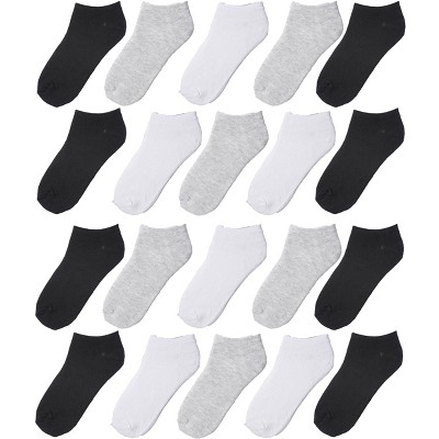 Kids Boys Solid Color No Show Socks - 20 Pairs
