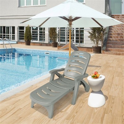 MOEPISY 5 Position Adjustable Folding Lounger Chaise Chair With Wheels