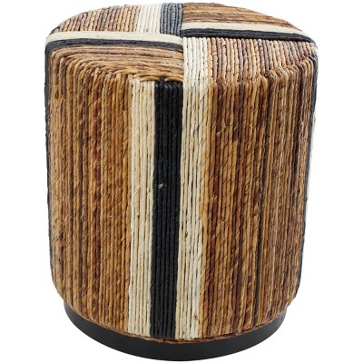 Olivia & May Banana Leaf Handmade Linear Wrapped Accent Table Brown: Mahogany, No Assembly Required