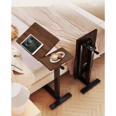 Lycvki Height Adjustable Rolling MDF Bedside Desk Tilting Overbed Table