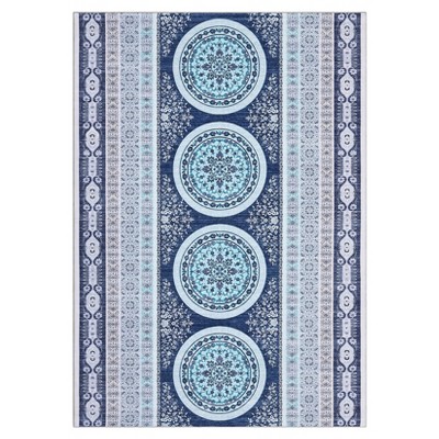 Washable Vintage Farmhouse Area Rugs with Floral Print for Bedroom Living Room, Soft Non Slip Retro Accent Throw Carpet for Home Office