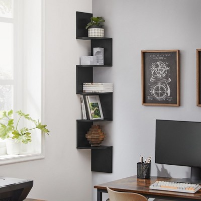 VASAGLE Corner Shelf, 5-Tier Floating Wall Shelf Plant Shelf