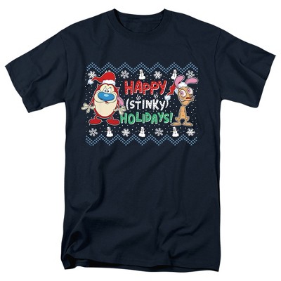 Men's Ren & Stimpy Happy Stinky Holidays Ugly Christmas Sweater T-Shirt