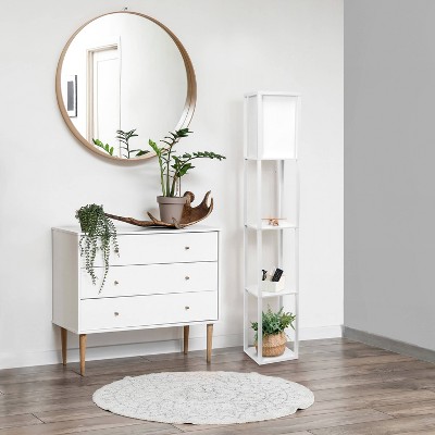 Creekwood Home Classix 62.5" Contemporary 3-Tier Storage and Display Floor Lamp with Linen Shade