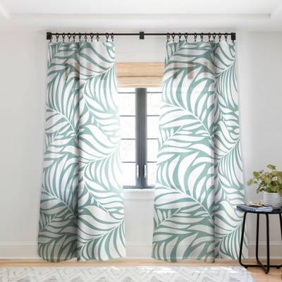 Heather Dutton Flowing Leaves Seafoam Single Panel Sheer Window Curtain - Deny Designs