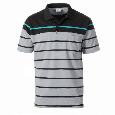 Gioberti Men's Single Stripe Polo Shirt With Pocket - Black Collar