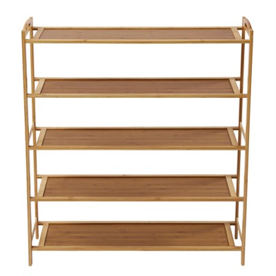 YIYIBYUS Freestanding Bamboo 5 Tier Shoe Rack For Entryway Hallway