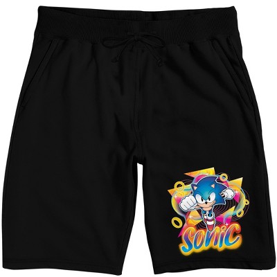 Sonic The Hedgehog Sonic Running Through Ring Men's Black Sleep Pajama Shorts