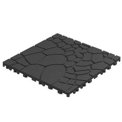 Chic Crate 44 Pack 12'' Stone Texture Interlocking Patio Deck Tiles – DARK Gray