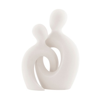 Danya B. Hans Cream Abstract Intersecting Circle Tender Couple Decorative Accent Matte Ceramic Sculpture Figure