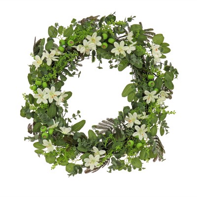 24" Artificial Mixed Blossoms Spring Floral Wreath - National Tree Company