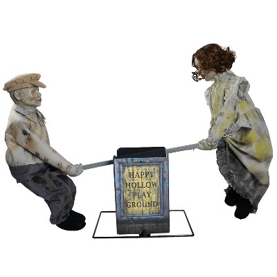 Seasonal Visions Animated See-Saw Dolls Halloween Decoration - 36 in x 48 in - Multicolored