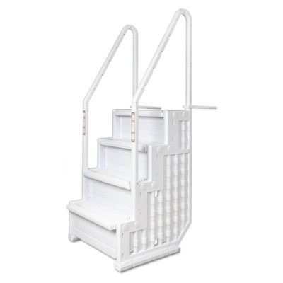 Poolzilla 32" Wide Above Ground Step Ladder with Handrails | 48-54" Deep Pools