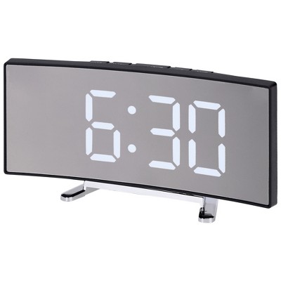 REGALWOVEN Digital Corded Electric Temperature LED Mirror Alarm Clock 6.7 x 2.8 x 1.2 Inches