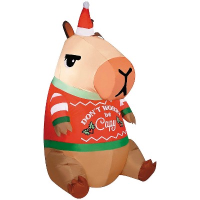 42" Airblown® Inflatable Capybara with Christmas Sweater Outdoor Yard Decoration