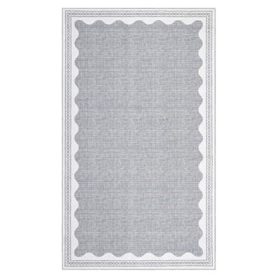 Washable Modern Bordered Rug Non Slip Low Pile Rug Soft Contemporary Throw Floor Cover Foldable Indoor Carpet for Living Room Bedroom Nursery