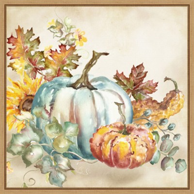 Amanti Art Watercolor Harvest Pumpkin III by Tre Sorelle Studios Canvas Wall Art Print Framed 22 x 22-in.