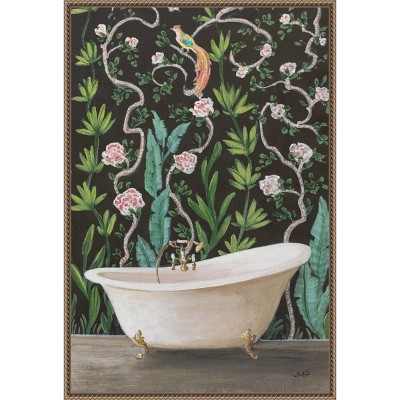 23"x33" Botanical Bath II by Julia Purinton Framed Canvas Wall Art Print Bronze - Amanti Art: Hand-Stretched, Lithograph, Polystyrene Frame
