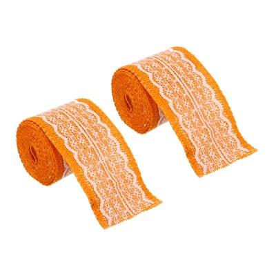 Unique Bargains DIY Wrapping Decoration Soft Burlap Fabric Lace Ribbon 2 Pcs