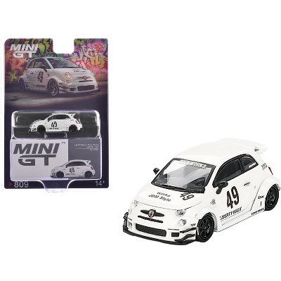 ABARTH 595 #49 "LB-Works x Abas Works" Gara White Limited Edition 1/64 Diecast Model Car by Mini GT