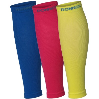 Tipi Toe Unisex Calf Compression Sleeve 3-Pairs Sunrise Serenity Colorful 12-14 mmHg Great for Athletic & Medical Use, Size Small