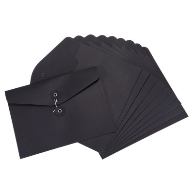 Unique Bargains String A5 File Folders Document Letter Organizer Holder Filing Envelopes Jacket Black