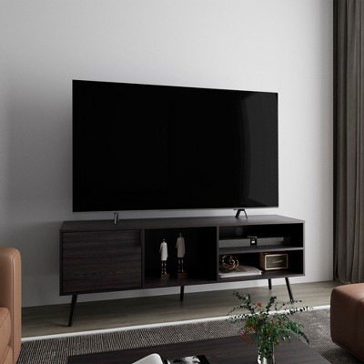 63" FSC Certified Engineered Wood TV Stand with 1 Door and 3 Shelves for Media Storage for Living Room and Bedroom