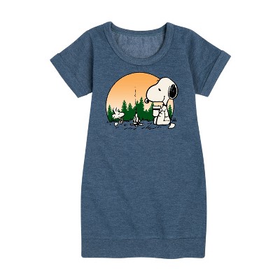 Girls' - Peanuts - Campfire Mugs Graphic Short Sleeve Fleece Dress