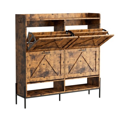 4 Drawer Shoe Cabinet, Four-Door Organizer, Compact Wooden Design, Space-Saving Entryway Cabinet, Modern Living Room Furniture