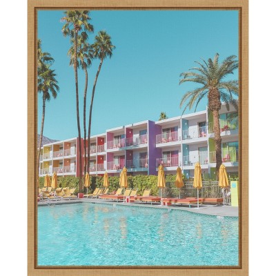 Amanti Art Saguaro Hotel Poolside by Tom Windeknecht Canvas Wall Art Print Framed