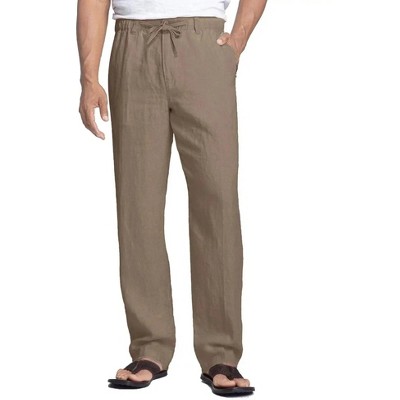 COOFANDY Men's Casual Linen Pants Elastic Waist Drawstring Beach Summer Pants Lightweight Linen Trousers