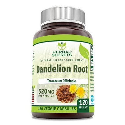 Herbal Secrets Dandelion Root 520 Mg 120 Veggie Capsules