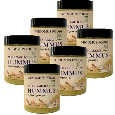 Whoomus All Natural Gourmet Hummus - Roasted Garlic Flavor, 8oz, 6 Pack