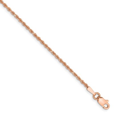 Black Bow Jewelry 14k Rose Gold 1.5mm Handmade D/C Solid Rope Chain Bracelet