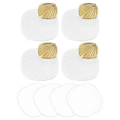 Unique Bargains Stainless Steel Adhesive Waterproof Wall Decorative Hooks and Hangers 4 Pcs