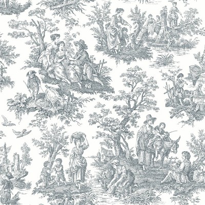 RoomMates Country Life Toile Peel & Stick Wallpaper Gray: Removable Vinyl, Self-Adhesive, Smooth Finish, 28 Sq Ft Coverage