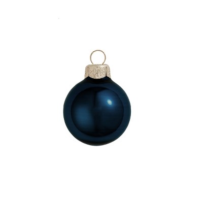 Northlight 6ct Midnight Blue Shiny Finish Glass Christmas Ball Ornaments - 4" (100mm)