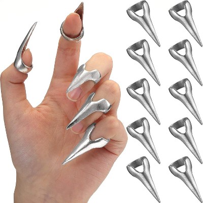 Gothic Metal Claw Rings - Full Finger Set for Punk Rock Cosplay & Nail Armor
