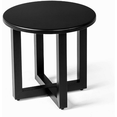 VINGLI Round Outdoor Side Table, Small Metal Outdoor Table Patio End Tables for Balcony, Porch, Garden and Poolside