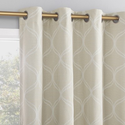 2pc 50"x63" Sun Zero Tikal Woven Ogee 100% Blackout Grommet Curtain Panel Pair Taupe